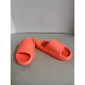 Victoria's Secret PINK Cloud Slides Neon Coral Orange Platform Sandals Medium